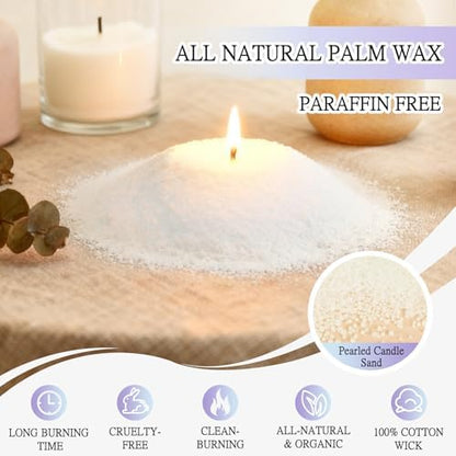 BRELANO Crystal Candle Making Kit – No-Melt Candle Sand, 18 oz Pearled Wax, 30 Cotton Wicks, 3 Natural Crystals & Refillable Glass Jar – DIY Candle Gift Set for Women & Home Decor - Image 3