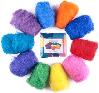 The Felt Box Needle Felting Wool Short Fiber Carded Batts Shade Pack 100 Grams 3.5 Oz -Bright - Image 4