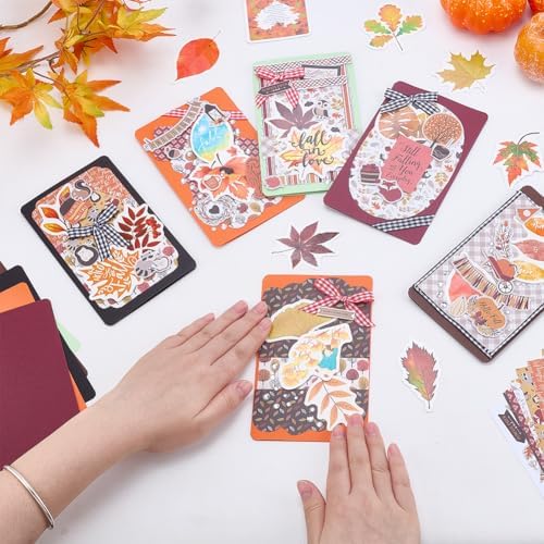 WEBEEDY 15 Sets DIY Card Making Kit for Adults,Complete Fall Greeting Card DIY Includes 15 Blank Cards, 15 Envelopes, Leaves Stickers for Birthday Thanksgiving Holiday Invitation Paper Craft Gift - Image 4