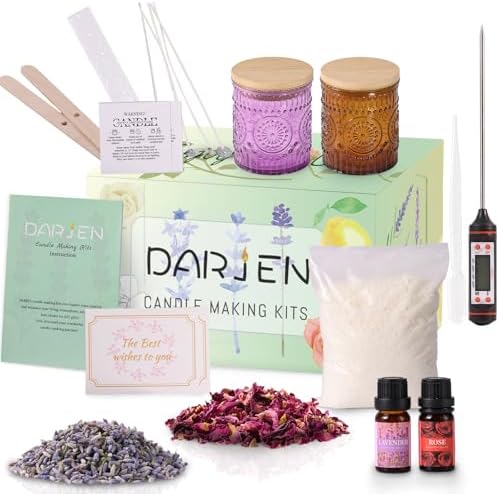 DARJEN Candle Making Kit for Beginners, 2 Jars Soy Wax Scented DIY Set by DARJEN