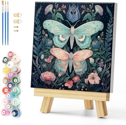 Natuyalo Framed Paint by Numbers on Canvas Butterflies in Jungle Acrylic Paint by Numbers Kits for Adults Beginner Animals Pictures Painting Kits Ideal Gift Home Wall Decor 12x12 Inch by Natuyalo
