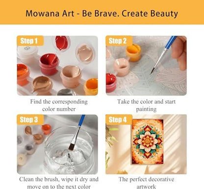 Mowana Mandala Paint by Numbers Kit for Adults - Adult Paint by Numbers for Beginners on Canvas with Frame and Easel, Easy Acrylic Oil Painting by Number Kits 8x12 inch - Image 4