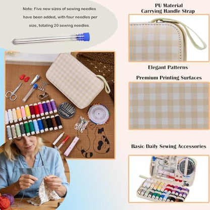 Travel Basic Sewing Kit with Checkered Pattern Sewing Set - Image 3