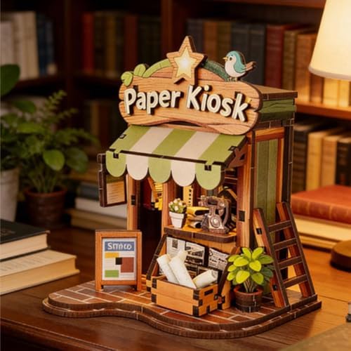 DIY Book Nook Kit – Miniature Doll-House Booknook Kits with LED Light, 3D Wooden Puzzle Bookend for Bookshelf Insert Decor, Vintage Library Craft Kit for Teens & Adults - Image 6
