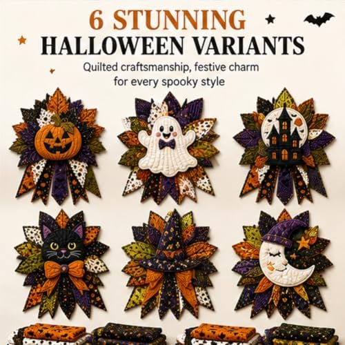 DIY Quilted Halloween Pumpkin Door Hanger Kit Handmade Patchwork - Image 7