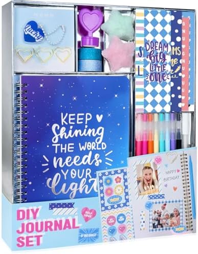 Nollh DIY Journal Kit for Girls – Cute Journal Set for Teen Tween Girls Gifts, Stationary Set, Scrapbook & Diary Supplies Set, Gifts for 8 9 10 11 12 13 14 Year Old Girl by Nollh