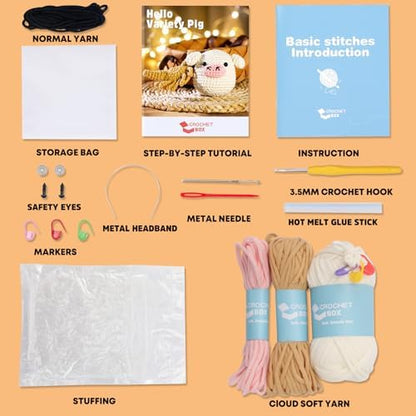 CrochetBox Pig and Highland Cow Crochet Kit for Beginners, Adults and Teen - Image 3