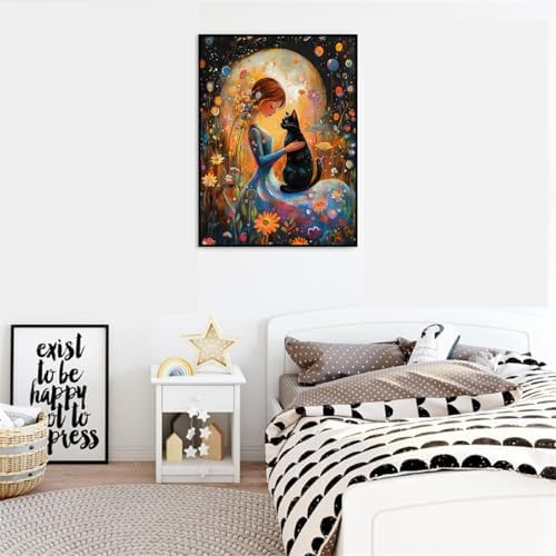 Clendo DIY Paint by Numbers Kit for Adults Beginners, Cat and Moon Adult Paint by Numbers on Canvas, Acrylic Painting Crafts for Home Decor (16x20inch) - Image 5