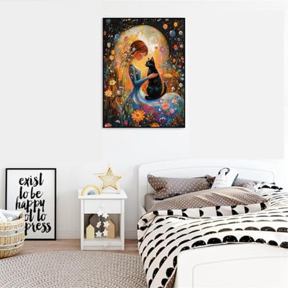 Clendo DIY Paint by Numbers Kit for Adults Beginners, Cat and Moon Adult Paint by Numbers on Canvas, Acrylic Painting Crafts for Home Decor (16x20inch) - Image 5