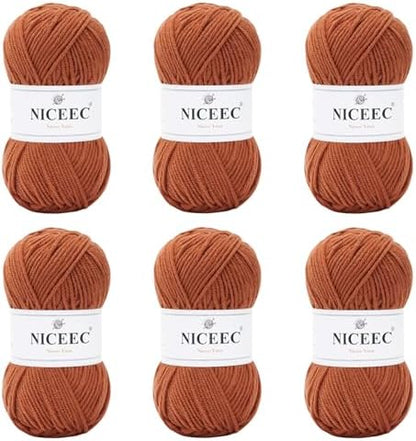 NICEEC 300g Soft Assorted Colors Yarn 100% Acrylic 870yds -Caramel by NICEEC
