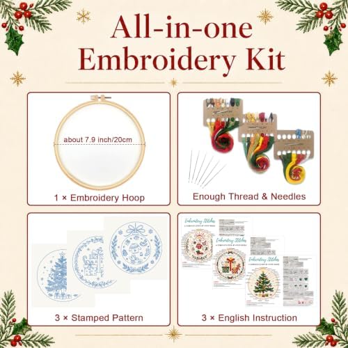 Nuberlic 3 Pack Christmas Embroidery Kit for Beginners - Image 3