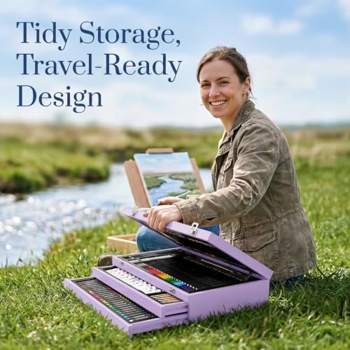 194 Piece Deluxe Art Set, Painting Drawing Art Supplies with 4 Drawing Pads, Acrylic Paints, Crayons, Colored Pencils Set in Wooden Case, Art Kit Gift Box for Kids, Teens, Adults, Artists, Beginners - Image 7