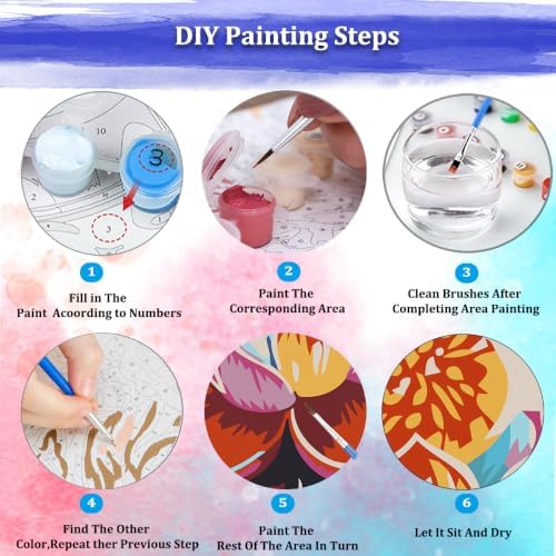 JUJUHOOD Lotus Flower Paint by Numbers Kit for Adults Beginner & Kids Ages 8-12,Abstract Flower Paint by Number Without Easel, Acylic Paint by Numbers for Gift Home Wall Decor 10x10Inch - Image 6