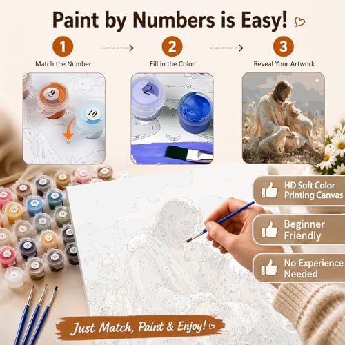 AUKELHJ Paint by Numbers Kit for Adults Beginner, Jesus, 16X20 Inch - Image 5