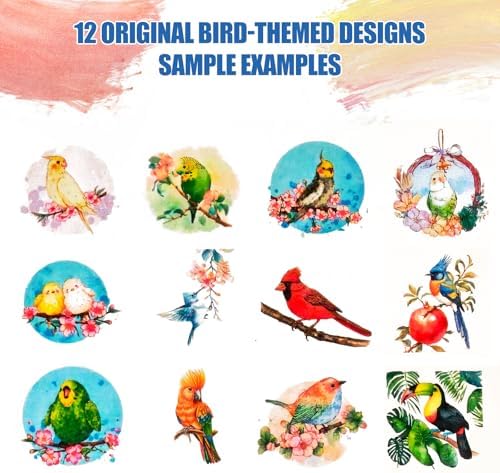Watercolor Workbook, Water Coloring Book with 13 Pages 300GSM Paper, 26 Colors Watercolor Paint Set with Brush & Storage Bag, Beginner-Friendly Coloring Book for Adults，Birds Theme - Image 4