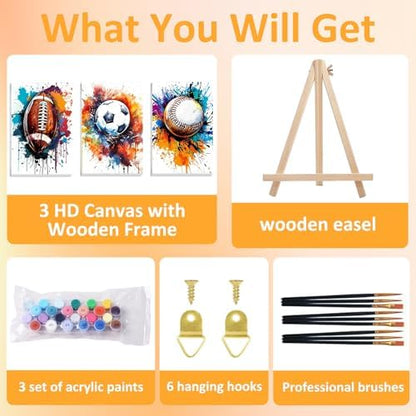 Mandun Ball Paint by Numbers Kit for Adults, 3 Pack, 7.8x11.8 inch - Image 4