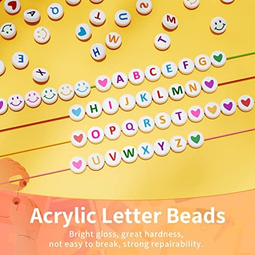 ARTDOT 800 Pieces Assortment Letter Beads for Friendship Bracelets Making Kit, 28 Styles Jewelry Making Supplies Alphabet Beads Set Preppy Crafts Art, Multicolor White - Image 3