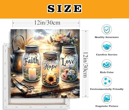 VIGEGU Faith,Hope,Love Paint by Numbers Kit for Adults with Frame - Image 3