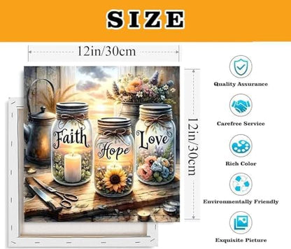 VIGEGU Faith,Hope,Love Paint by Numbers Kit for Adults with Frame - Image 3