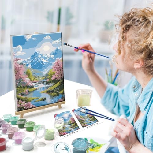 ATDMS Mountain Paint by Numbers Kits for Adult with Frame, 7.87x11.81 Inch - Image 7