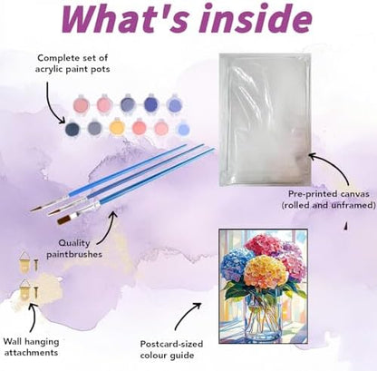 CYNART Hydrangea Paint by Numbers Kit for Adults Beginner, Flower Easy Paint by Number Kits on Canvas, DIY Acrylic Oil Painting by Numbers for Gift Home Decor 16 x 20 inch （Without Frame） - Image 2