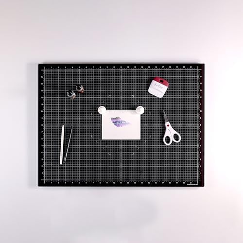 GLASSBOARD STUDIO Rich Black Glass Craft Mat (9x12in) - Magnetic, Heat & Scratch Resistant, Stain-Proof for Crafting, Cutting, Painting, Mixed Media Artwork - Grid & Angle Lines, Non-Slip Rubber Feet - Image 2