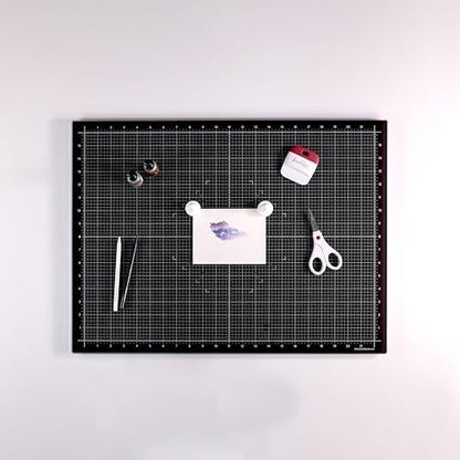 GLASSBOARD STUDIO Rich Black Glass Craft Mat (9x12in) - Magnetic, Heat & Scratch Resistant, Stain-Proof for Crafting, Cutting, Painting, Mixed Media Artwork - Grid & Angle Lines, Non-Slip Rubber Feet - Image 2