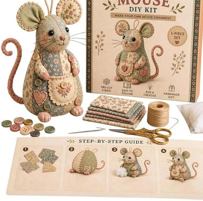 Sewing Project Kits with Fabric - Handmade Mouse Ornament - Image 6