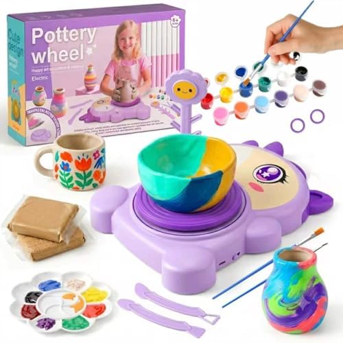 Unicorn Kids Pottery Wheel Kit with Air Dry Clay for Ages 6-14 Crafts by Tbotfip
