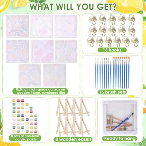 RoundFunny 8 Set Paint by Numbers Drawing Kit for Adults,Summer Fruit - Image 2