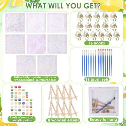 RoundFunny 8 Set Paint by Numbers Drawing Kit for Adults,Summer Fruit - Image 2