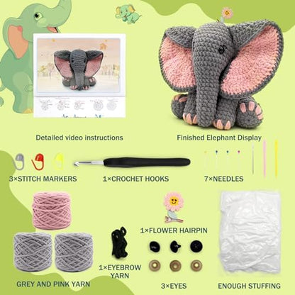 CODGP Crochet Kit for Beginners, 13-Inch Elephant Crochet Kit for Adults - Image 3
