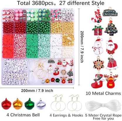 BBita 3680pcs Christmas Polymer Clay Beads Charms for Bracelets Making Kit Christmas Tree Snowman Santa Claus Snowflakes Bells Socks elk Friendship DIY Arts Crafts Gifts for Kids Girls - Image 2