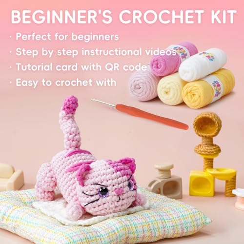 Crochet Kit for Beginners, 3-Pack cat Animal Kits for Adults, Amigurumi Set - Image 6