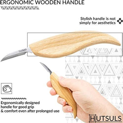 Hutsuls Wood Whittling Kit for Beginners - Razor Sharp Wood Carving Knife Set in Beautifully Designed Gift Box, Whittling Knife for Kids and Adults (8 Pieces) - Image 4