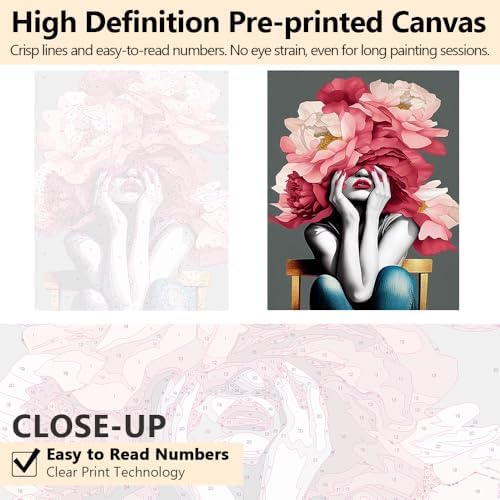 TUMOVO Paint by Numbers for Adults Beginner Girl Paint by Number Kits DIY Acrylic Painting for Adults Kids Paint by Number Abstract Flower Paint by Number Arts Craft, 16 x20 Inch - Image 3