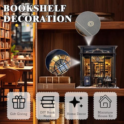 Coffee Shop Book Nook Kit, DIY Miniature House Kit with Led Light - Image 3