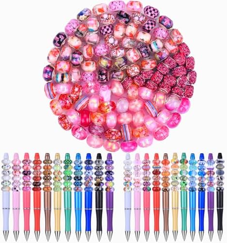 Aipridy Large Hole European Beads, Craft Supplies Kit，Assorted Mixed Color Lampwork Spacer Beads for DIY Bracelet Jewelry Making (100, Rose red) by AIPRIDY