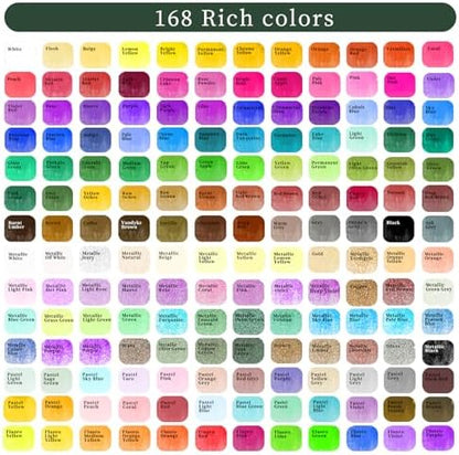 Artecho 168-Color Watercolor Paint Set with Metallics, Tin Case - Image 2