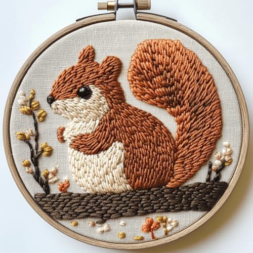 Punch Needle Kit for Beginners – Squirrel Punch Stitching Kit for Adults, DIY Needle Punch Kits for Art Crafts, Ideal for All Ages, Perfect for Festival Decorations & Gifts by Unknown