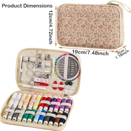 Sewing Project Kits Floral Pattern Sewing Kit with 130PCS Sewing Supplies Accessories,Printing Sewing Set with Zipper Sewing Supplies Case,for Travel Emergency, Home - Image 4