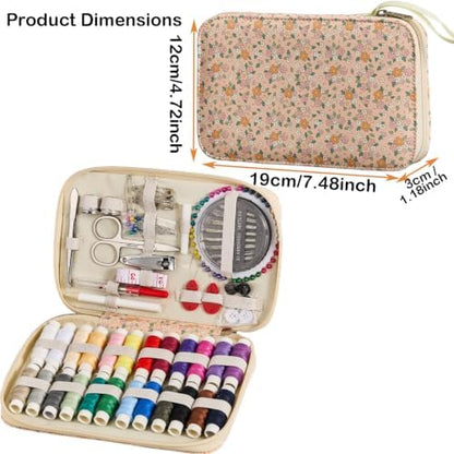 Sewing Project Kits Floral Pattern Sewing Kit with 130PCS Sewing Supplies Accessories,Printing Sewing Set with Zipper Sewing Supplies Case,for Travel Emergency, Home - Image 4