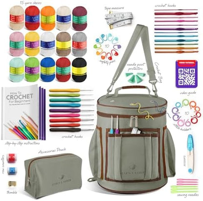Crochet Kit for Beginners Adults and Kids - Beginner Crochet Kit for Adults with Step-by-Step Video Tutorials, Amigurumi and Crocheting Kit, Crochet Starter Kit with Soft Crochet Yarn and Crochet Bag - Image 2