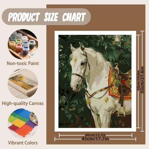 XTCIXAL Paint by Numbers Kit for Adults, Horse - 16X20 Inch - Image 4
