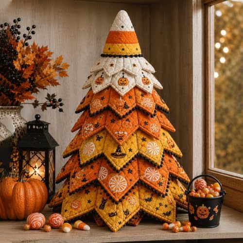 DIY Halloween Quilted Fabric Tree Kit, Candy Corn Tree Art Kit - Image 2