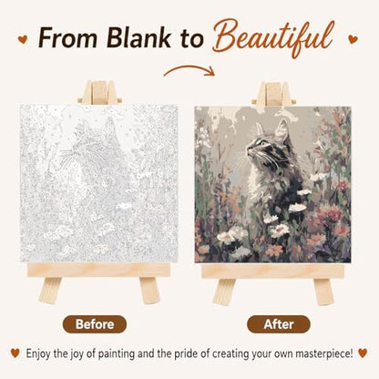 AUKELHJ Framed Paint by Numbers Kit for Adults, Cat, 10x10 inch - Image 4