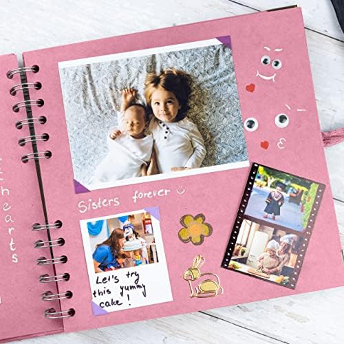 Bstorify Square Scrapbook Photo Albums 8 x 8 Inch Pink Thick Paper, Hardcover, Metal Corners, Ribbon Closure - Ideal for Your Scrapbooking Albums, Art & Craft Projects - Image 7
