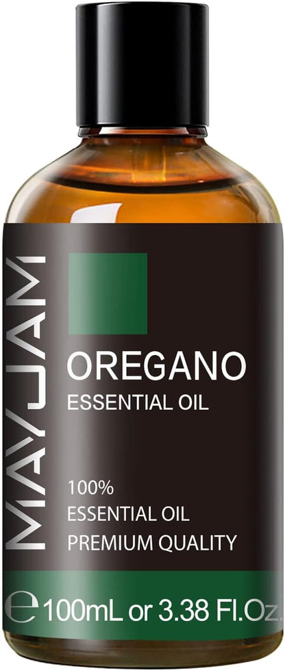 Oregano Essential Oil, MAYJAM Pure Essential Oils for Diffusers, 3.38FL.OZ/100ML Large Volume Oregano Oil with Premium Glass Dropper