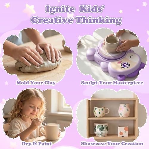 Unicorn Kids Pottery Wheel Kit with Air Dry Clay for Ages 6-14 Crafts - Image 3
