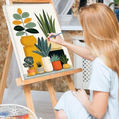 Bowetile Framed Paint by Numbers Flower Kit for Adults, Adults' Paint-by-Number Kits on Canvas, Painting by Numbers Flower Pot, DIY Acrylic Number Painting for Home Wall Decor, 8x12in - Image 3